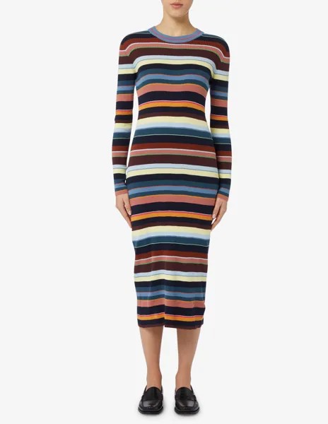 Полосатое трикотажное платье в рубчик Paul Smith, разноцветный