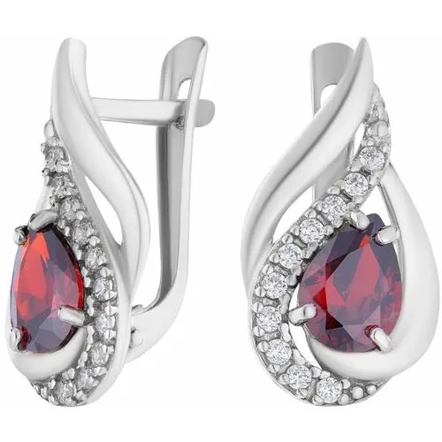 Серьги Ювелир Карат, серебро, 925 проба, гранат, фианит, , бордовый