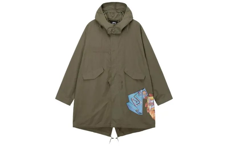 Куртка-парка с графическим принтом Stüssy Stussy, зеленый