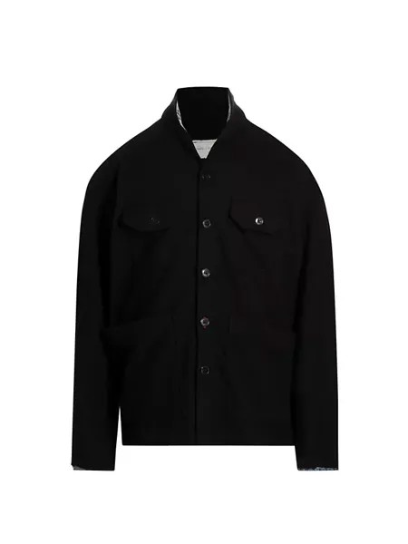 Шерстяная куртка свободного кроя с джинсовыми краями Greg Lauren, черный