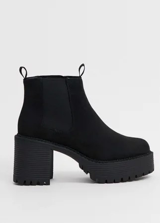 Черные ботинки челси на массивном каблуке Truffle Collection-Черный