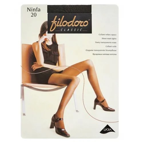 Колготки Filodoro Classic Ninfa 20 den, размер 4-L, platino (черный)