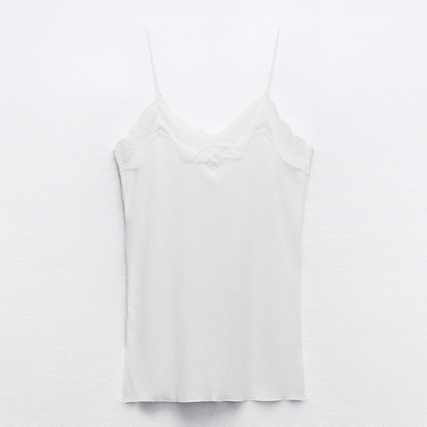 Майка Zara Strappy With Lace Trim, белый
