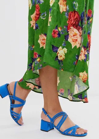 Синие босоножки на каблуке с ремешками Miss Selfridge-Синий