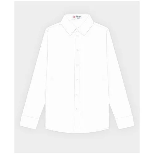 Школьная рубашка Button Blue, на пуговицах, манжеты, размер 122, белый