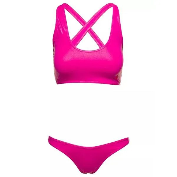 Купальник crossover-strap bikini set with embroidered logo i The Attico, розовый