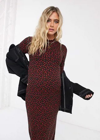 Платье миди с розами Topshop Maternity-Мульти