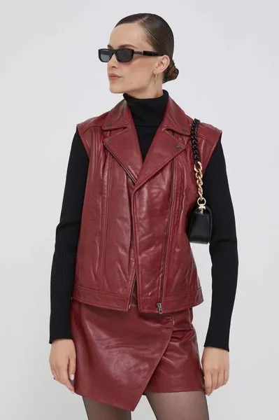 Кожаный жилет Pepe Jeans, бордовый