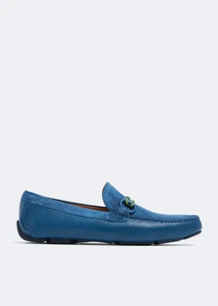 Лоферы FERRAGAMO Gancini driver moccasins, синий