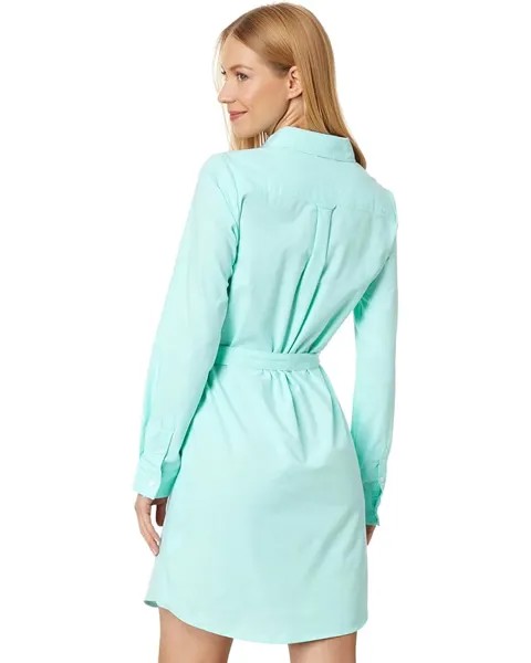 Платье U.S. POLO ASSN. Long Sleeve Solid Stretch Oxford Dress, цвет Blue Radiance