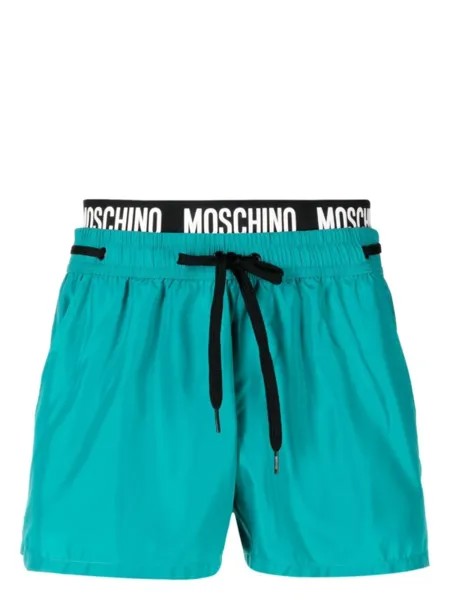 Moschino пляжные шорты с логотипом, зеленый