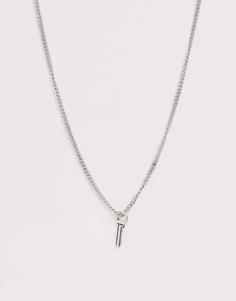 Серебристое ожерелье с подвеской в виде ключа ASOS DESIGN-Серебряный