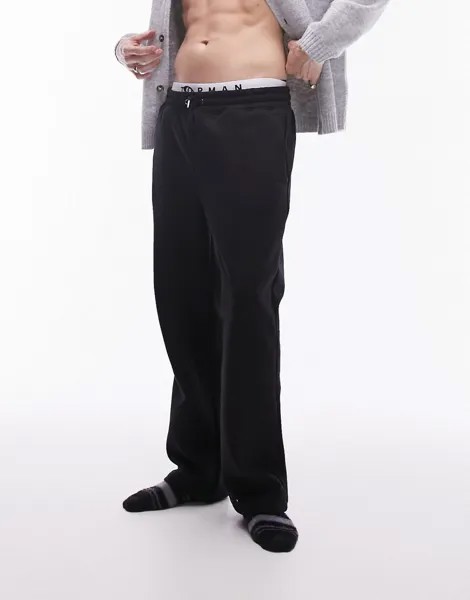 Черные спортивные брюки прямого кроя Topman