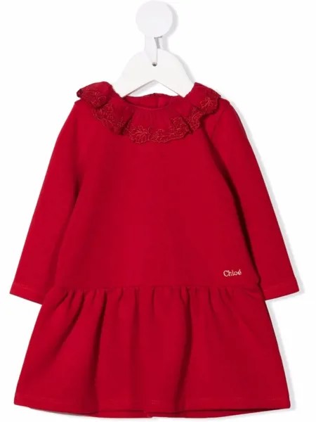 Chloé Kids присборенное платье с вышивкой