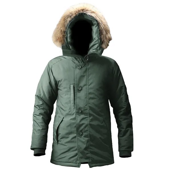 Куртка-бомбер N3B Мужская зимняя, ветровка в стиле милитари, длинное пальто Канады, с воротником из натурального меха, плотная теплая водонеп...