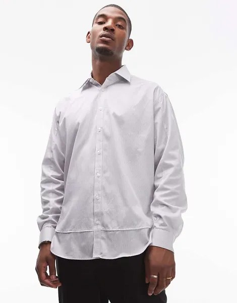 Рубашка оверсайз с длинными рукавами Topman –, разноцветными полосками и двойным краем