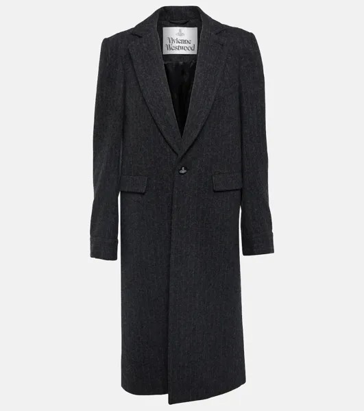 Пальто из смесовой шерсти в меловую полоску Vivienne Westwood, черный