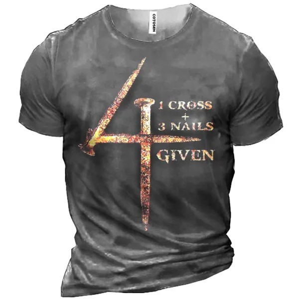 Мужская хлопковая футболка Christian 1 Cross 3 Nails 4 Given Jesus
