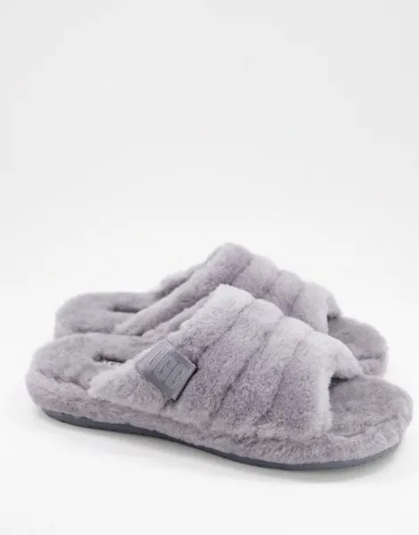 Серые слиперы из овчины Ugg Fluff You-Серый