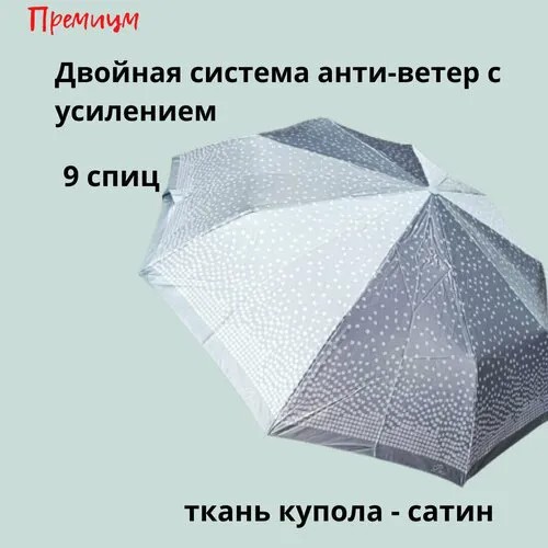 Мини-зонт Sponsa, серебряный, серый