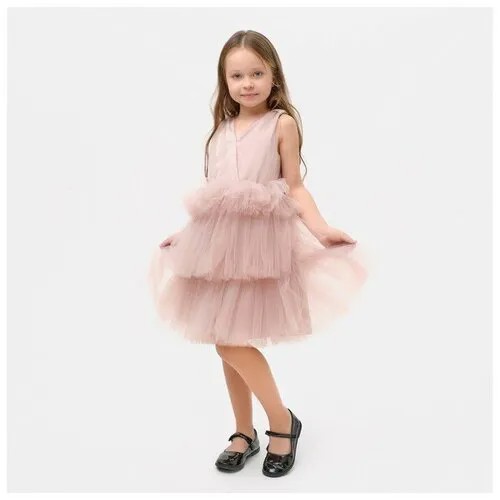 Платье Kaftan Новый год, размер 110/116, пыльно-розовый