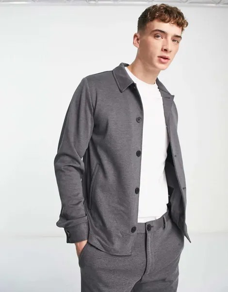 Серый тонкий трикотажный пиджак Jack & Jones Premium