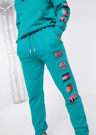 Спортивные штаны сине-зеленого цвета Tommy Jeans-Синий