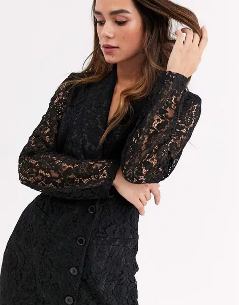 Кружевное платье-пиджак Unique21-Черный
