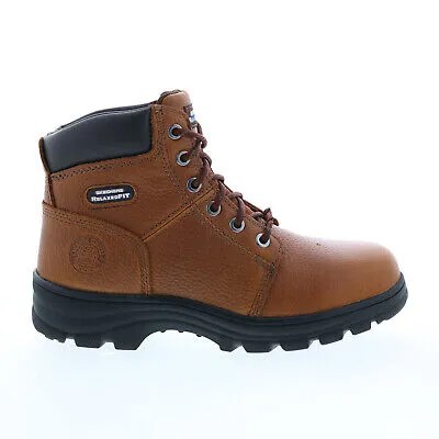 Мужские коричневые кожаные рабочие ботинки на шнуровке Skechers Workshire Condor 77010