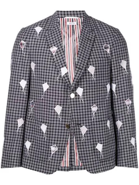 Thom Browne SACK SPORT COAT - FIT 2 - IN SATIN STITCH PATCHWORK KITES