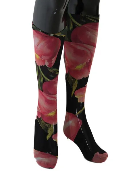 DOLCE - GABBANA Носки Разноцветные тюльпаны с цветочным принтом Нейлоновые чулки s. Рекомендуемая розничная цена: 220 долларов США.