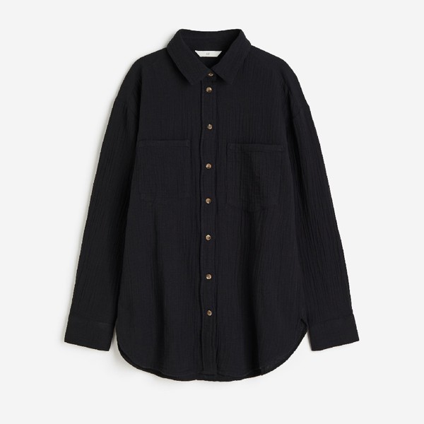 Рубашка H&M Cotton, черный