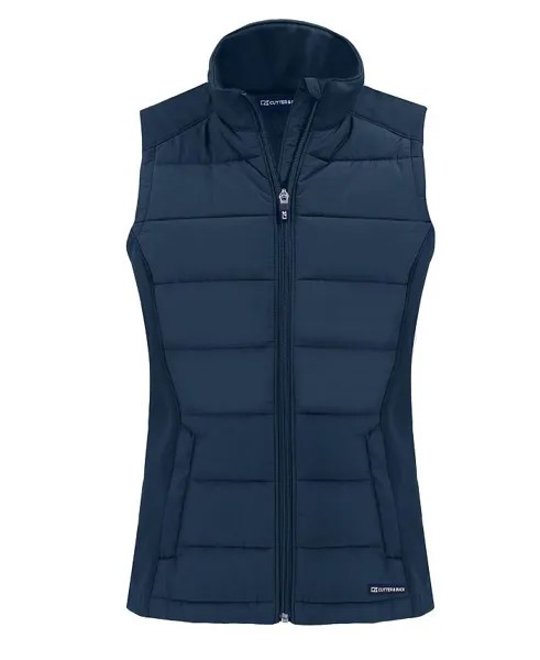 Женский жилет Evoke Hybrid Eco Softshell из переработанного материала с полной молнией Cutter & Buck, цвет Navy blue