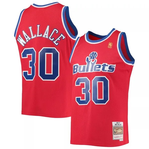 Мужская майка Mitchell & Ness Ben Wallace Red Washington Bullets 1996-97 Hardwood Classics Swingman