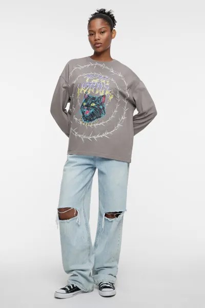 Лонгслив oversize хлопковый с принтом