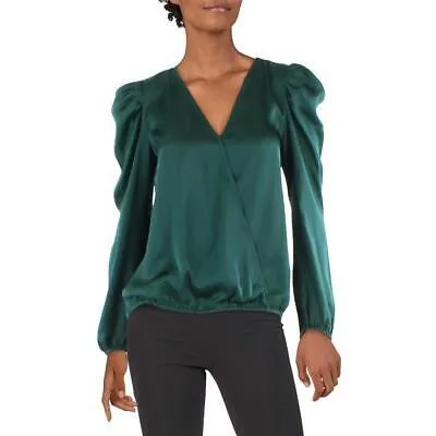 Женская зеленая атласная блузка с запахом Sam and Jess, топ, рубашка M BHFO 8009
