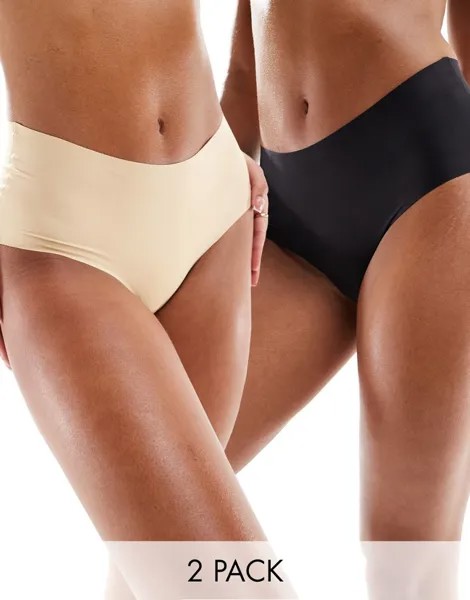 Bye Bra, комплект из 2 разглаживающих бюстгальтеров Bye Bra invisible no VPL черного и бежевого цвета