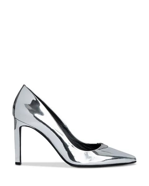 Женские туфли-лодочки на высоком каблуке с очаровательным зеркальным острым носком и крыльями Zadig & Voltaire, цвет Silver