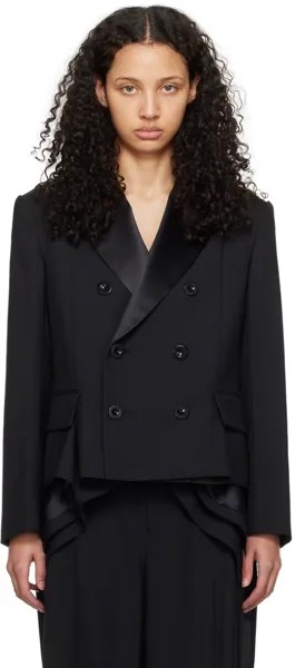 Черный двубортный пиджак Sacai