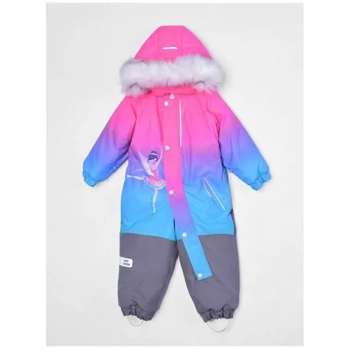 Комбинезон UKI Kids, зимний, мембрана, светоотражающие элементы, для девочек, размер 86, водонепроницаемость 5000 мм вод. ст., мультиколор