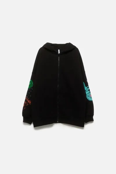 Худи-зипка oversize с принтом и надписями