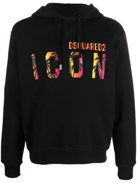 Dsquared2 толстовка с капюшоном и принтом Icon, черный