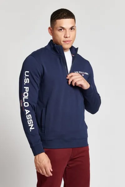 Мужская спортивная куртка с широким воротником и молнией U.S. Polo Assn, синий