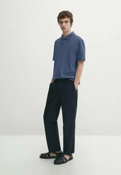 Поло Microtextured Massimo Dutti, темно-синий