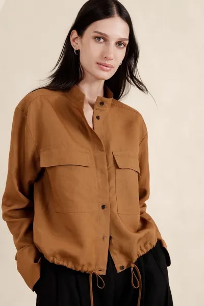 Льняная рубашка Arcata из тенселя Banana Republic, коричневый