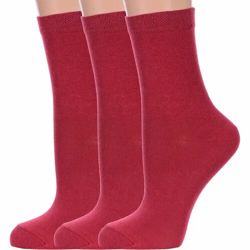 Носки PARA socks, 3 пары, размер 23, бордовый