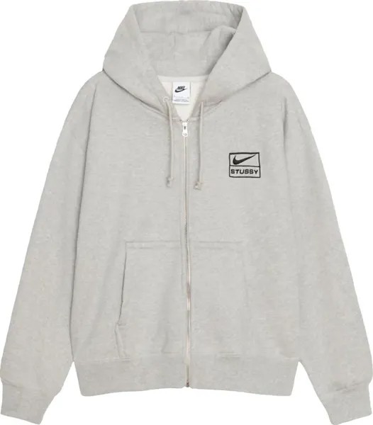 Худи Stussy x Nike Fleece Zip Up (Asia Sizing) 'Grey', серый