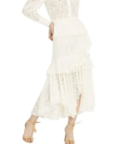 MISA Los Angeles Кружевная асимметричная юбка Joseva с каскадными оборками и баской L