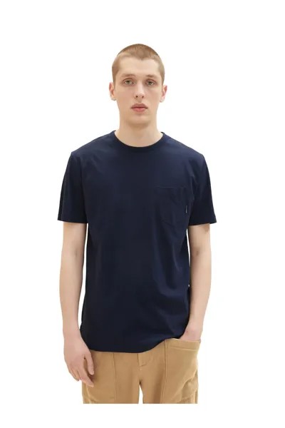 Футболка - Темно-синяя - Классический крой Tom Tailor Denim, темно-синий