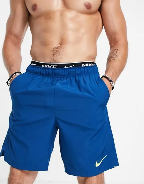 Голубые тканевые шорты Nike Training Flex-Голубой